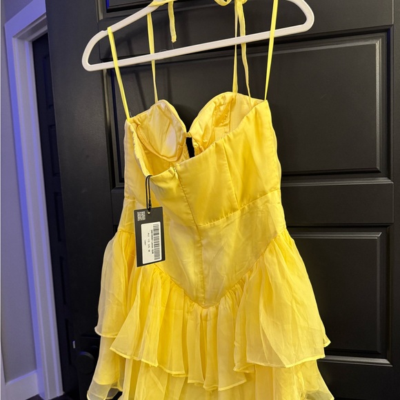 Yellow Ruffle Dress Mini Dress - Picture 4 of 4